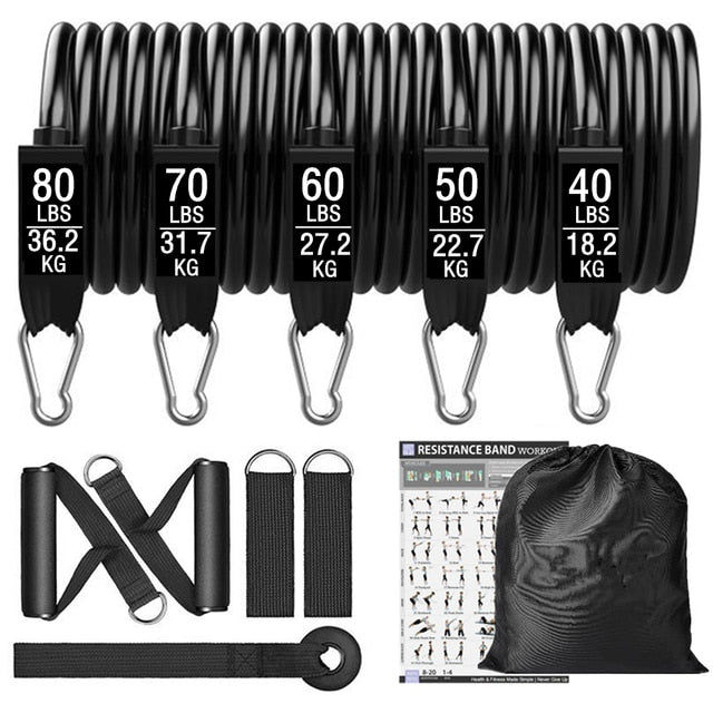 360lb Resistance Band Set - Fitness Exercise Bands