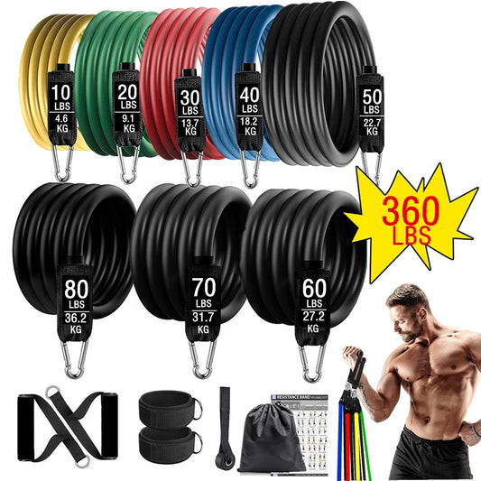 360lb Resistance Band Set - Fitness Exercise Bands
